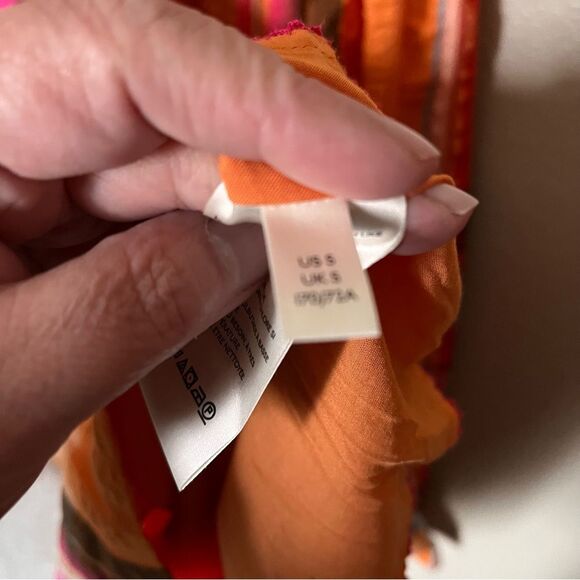 Anthropologie Maeve Pippa Pleated Orange Multi Plaid Midi Skirt Size Small NEW - Picture 11 of 13